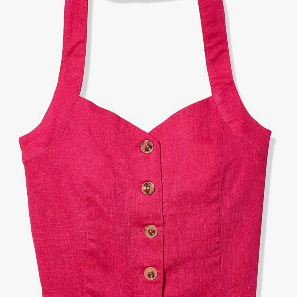 Chic Pink Button-Up Halter Top